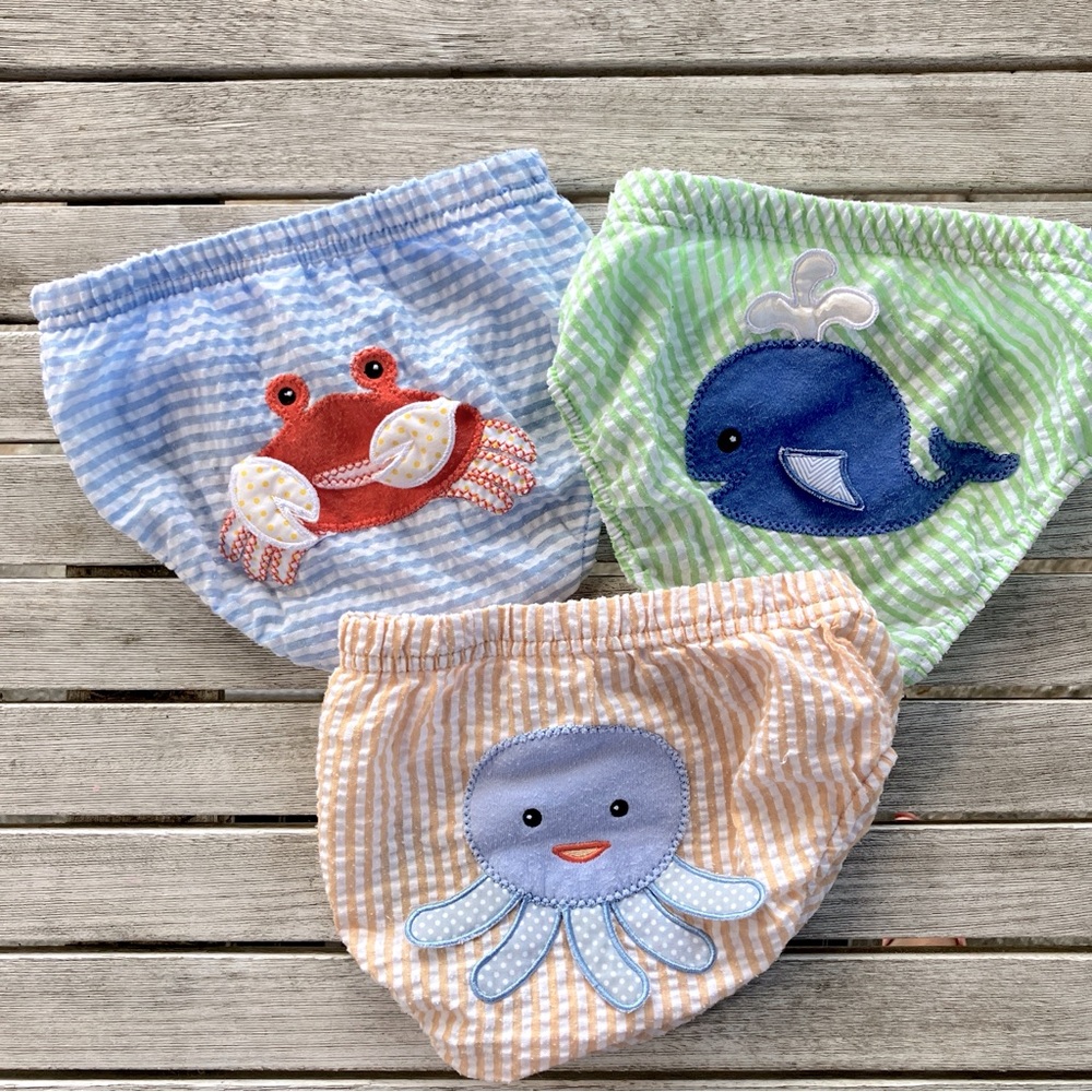 Baby Aspen Seersucker Diaper Covers - Size 6-12m